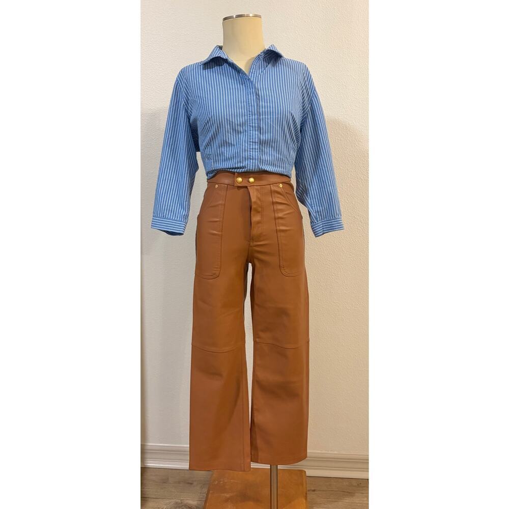 BLANKNYC The Baxter Faux Leather Pants High Rise Wide Leg Brown Size 25